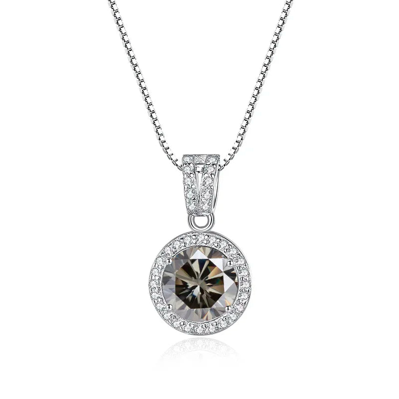 Stunning Moissanite Pendant Necklace-Rees Jewels-Gray-1ct-45cm-ReesJewels