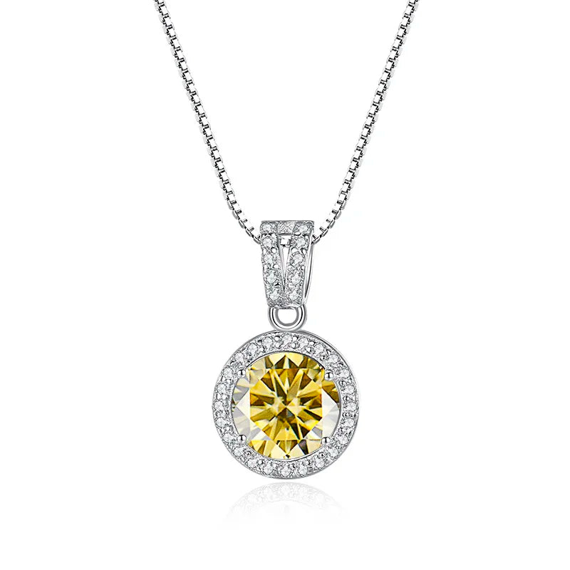 Stunning Moissanite Pendant Necklace-Rees Jewels-Lemon Yellow-1ct-45cm-ReesJewels