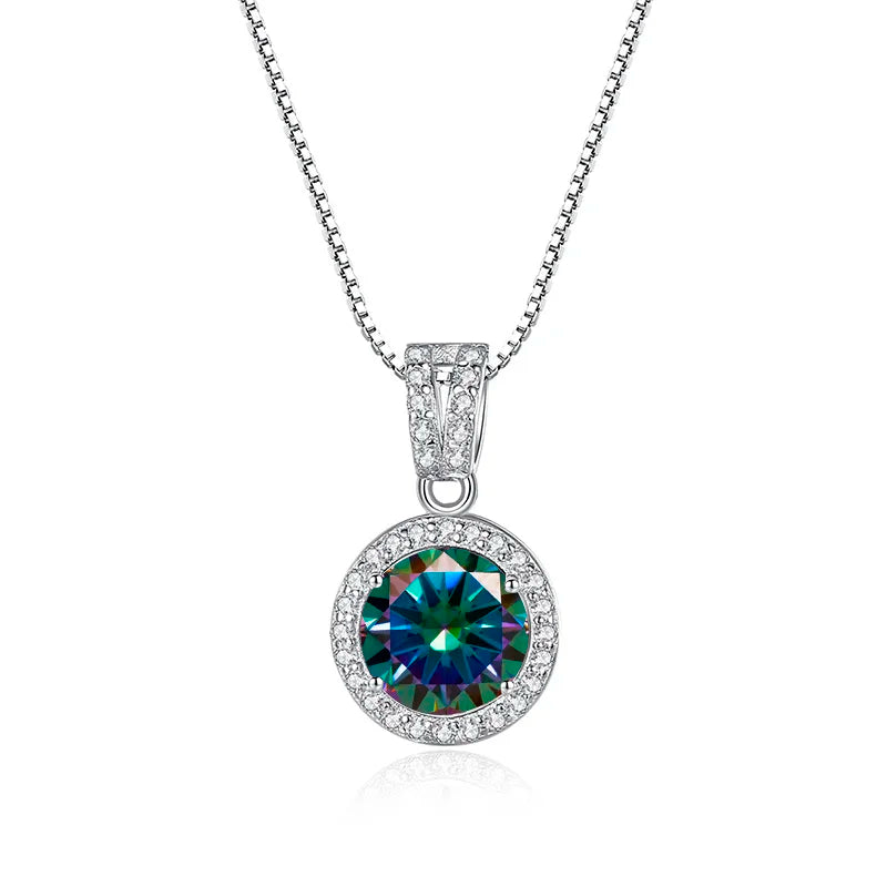 Stunning Moissanite Pendant Necklace-Rees Jewels-Rainbow-1ct-45cm-ReesJewels