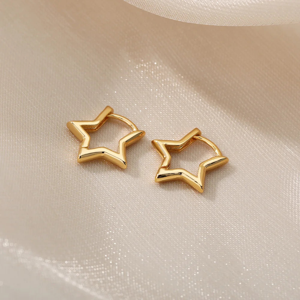 Stylish Geometric Star Hoop Earrings-ReesJewels-ReesJewels