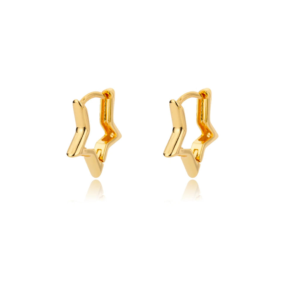 Stylish Geometric Star Hoop Earrings-ReesJewels-Gold-ReesJewels