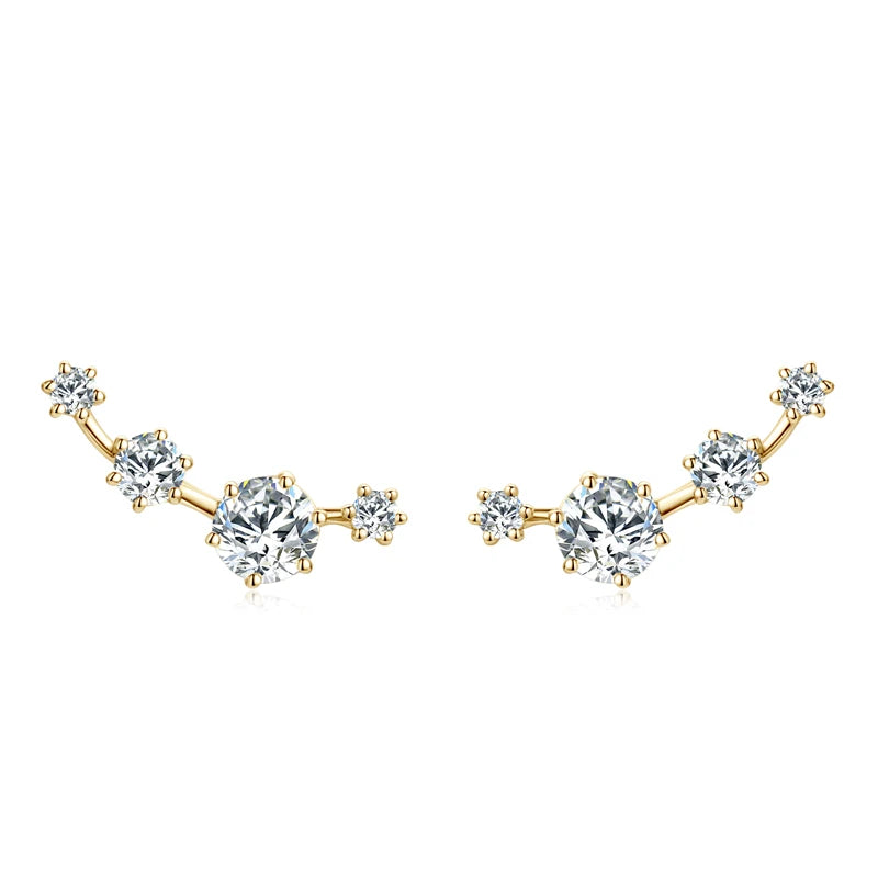 Stylish Moissanite Diamond Stud Earrings-Rees Jewels-Yellow Gold-ReesJewels