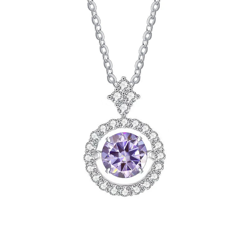 Timeless Moissanite Pendant Necklace-Rees Jewels-Light Purple-1ct-45cm-ReesJewels