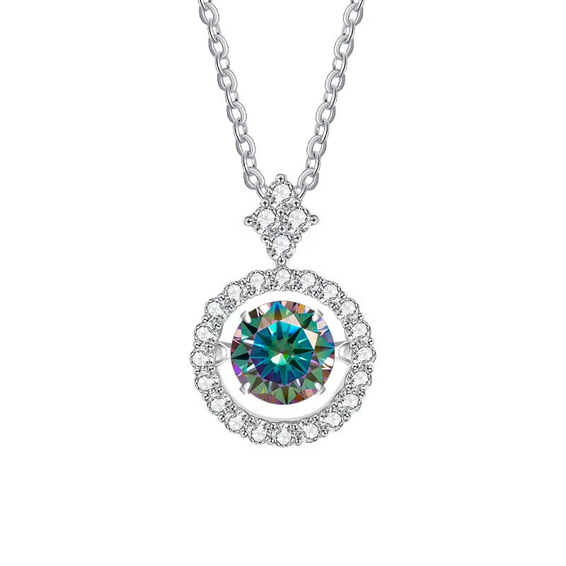 Timeless Moissanite Pendant Necklace-Rees Jewels-Rainbow-1ct-45cm-ReesJewels