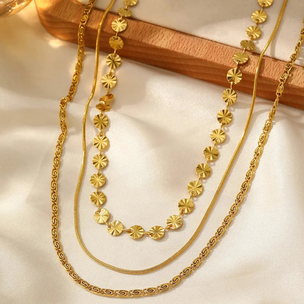 Trendy Bohemian Triple Layer Sequin Necklace-ReesJewels-Gold-ReesJewels