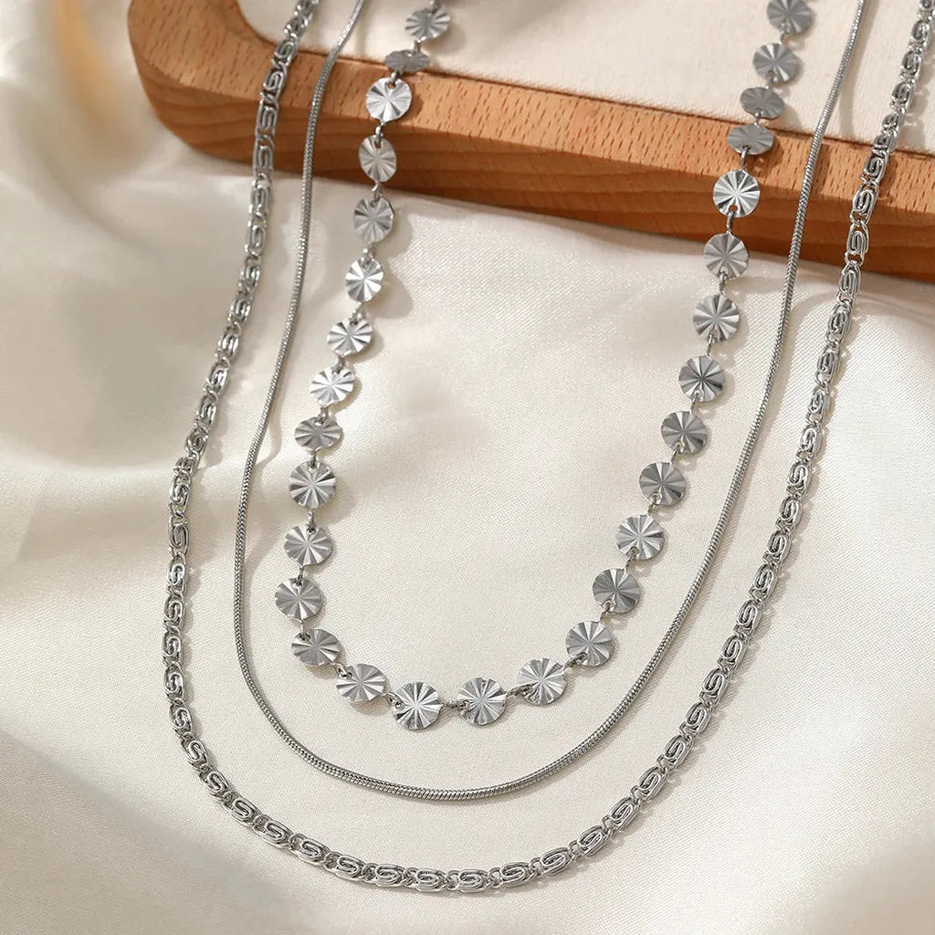 Trendy Bohemian Triple Layer Sequin Necklace-ReesJewels-Silver-ReesJewels