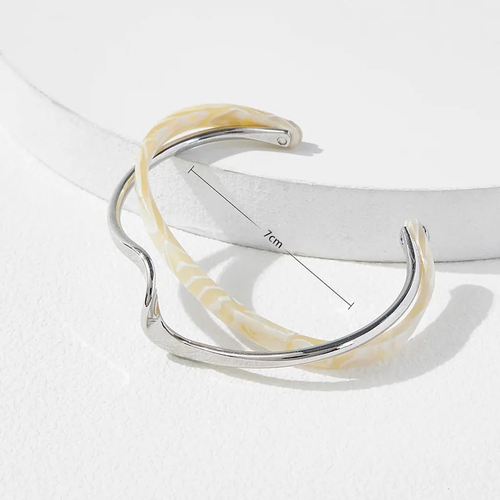 Trendy C-Shaped Shell Metal Bracelet-ReesJewels-ReesJewels