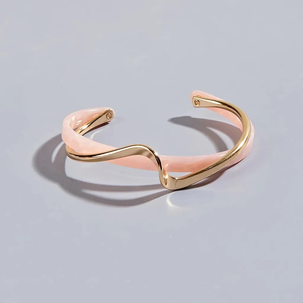 Trendy C-Shaped Shell Metal Bracelet-ReesJewels-Pink-ReesJewels