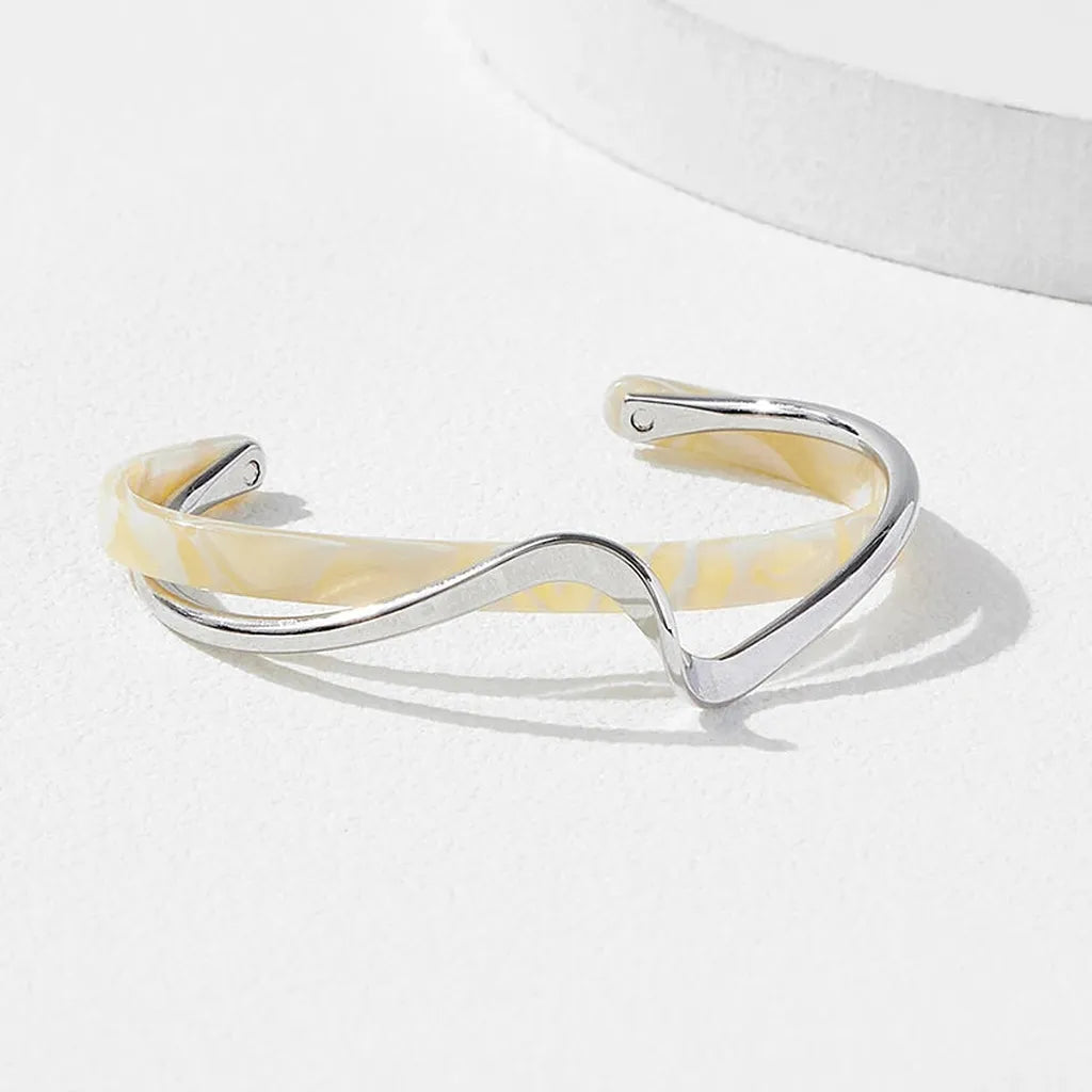 Trendy C-Shaped Shell Metal Bracelet-ReesJewels-Silver-ReesJewels
