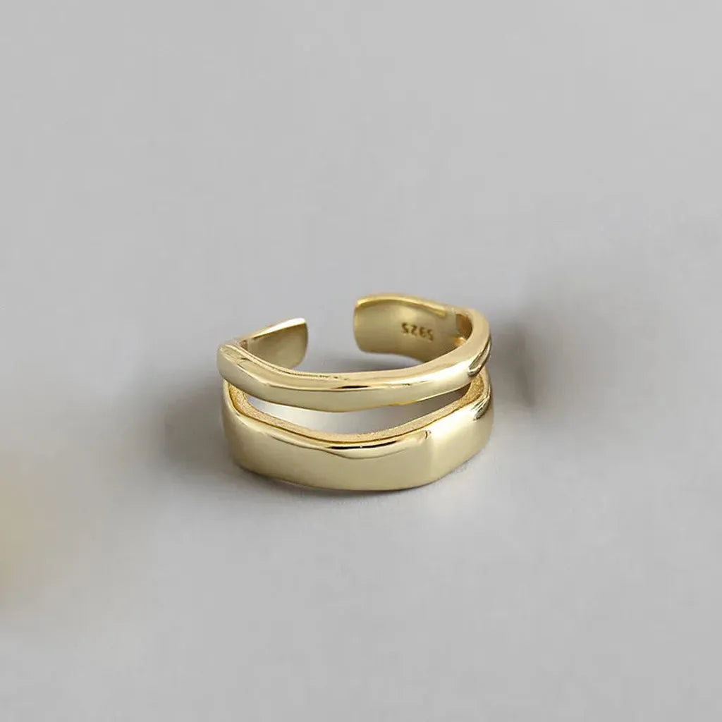 Trendy Elegant Twist Circle Rings-ReesJewels-Gold-Resizable-ReesJewels