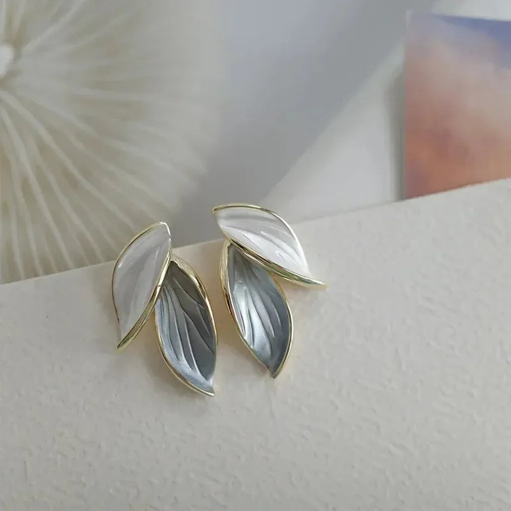 Trendy Fresh Leaf Stud Earring-ReesJewels-Gray-ReesJewels