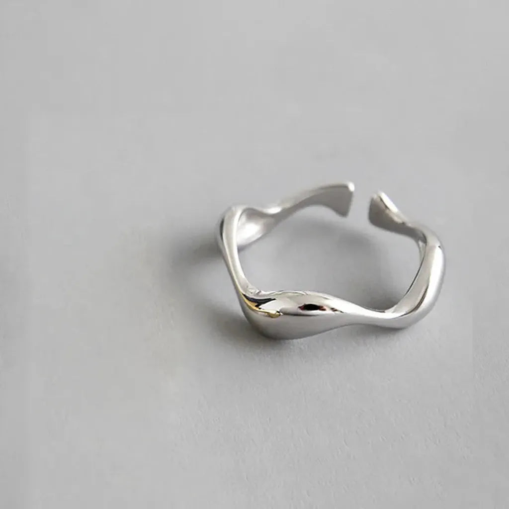 Trendy Irregular Wave Smooth Ring-ReesJewels-Silver-Resizable-ReesJewels