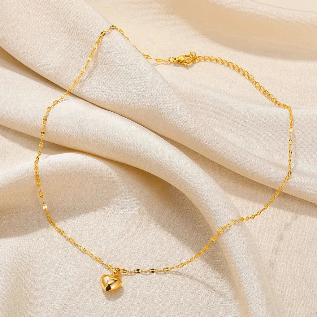 Trendy Shiny Chain Love Heart Necklace-ReesJewels-ReesJewels