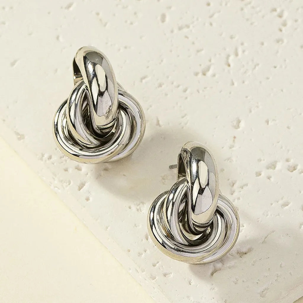 Trendy Shiny Small Knot Earrings-ReesJewels-ReesJewels
