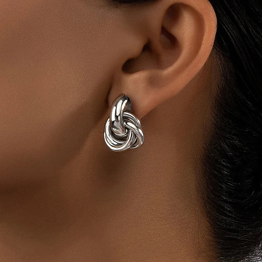 Trendy Shiny Small Knot Earrings-ReesJewels-ReesJewels