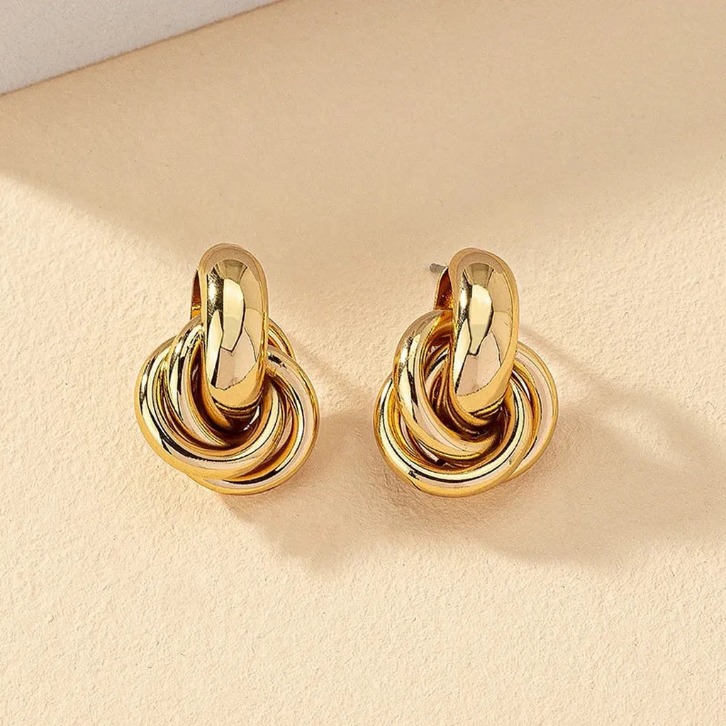 Trendy Shiny Small Knot Earrings-ReesJewels-Gold-ReesJewels