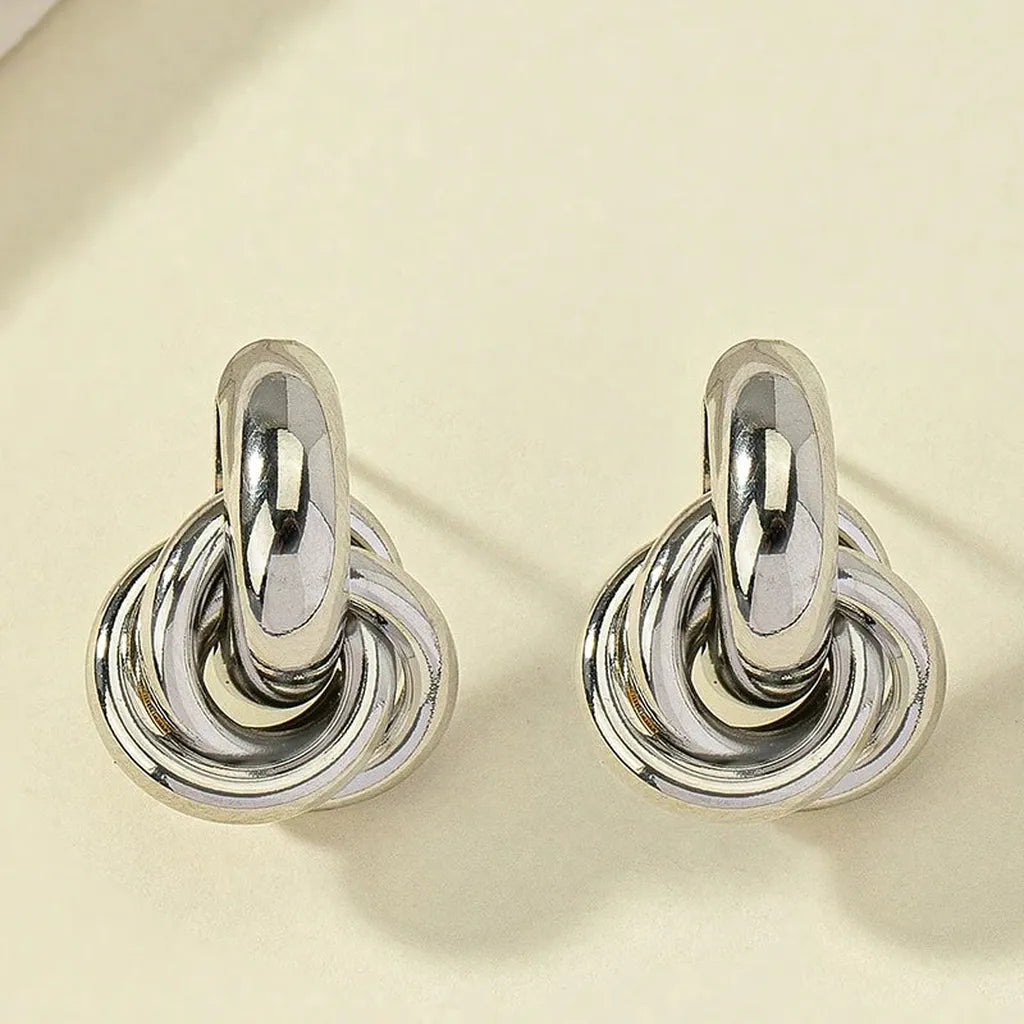 Trendy Shiny Small Knot Earrings-ReesJewels-Silver-ReesJewels