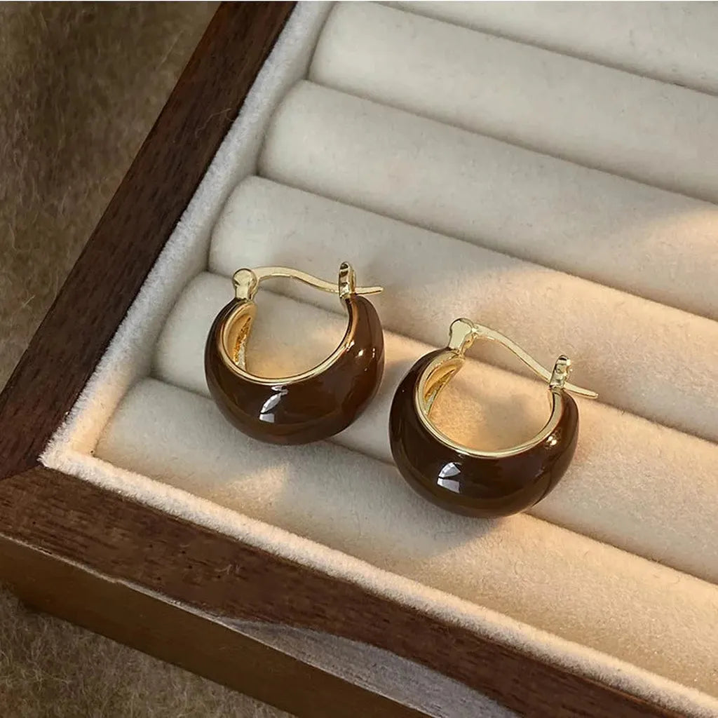Vintage Coffee Tigers Eye Hoop Earrings-ReesJewels-Style 2-ReesJewels