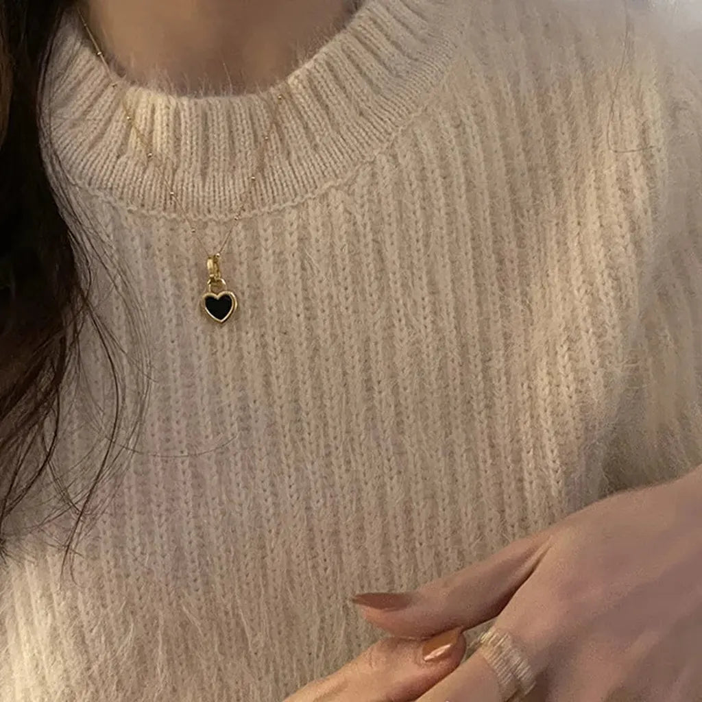 Vintage Double-Sided Heart Pendant Necklace-ReesJewels-ReesJewels