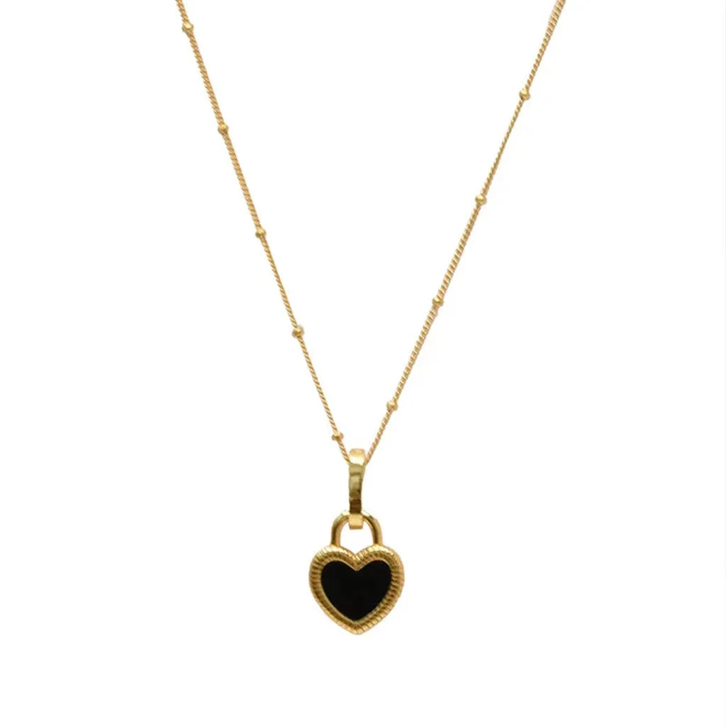 Vintage Double-Sided Heart Pendant Necklace-ReesJewels-Gold-ReesJewels