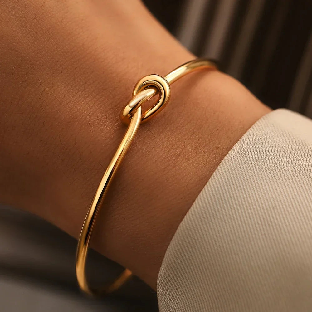 Vintage Elegant Woven Twist Bangle-ReesJewels-Gold-ReesJewels