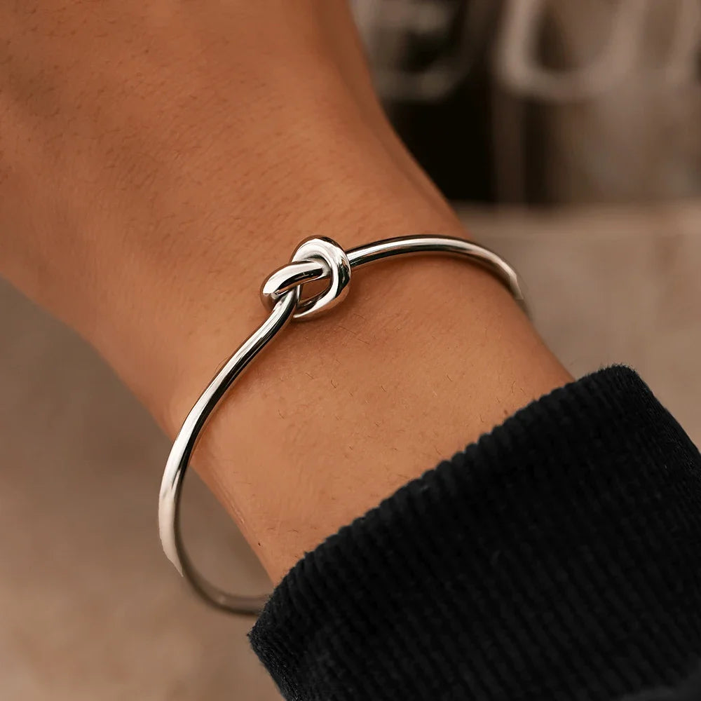 Vintage Elegant Woven Twist Bangle-ReesJewels-Silver-ReesJewels