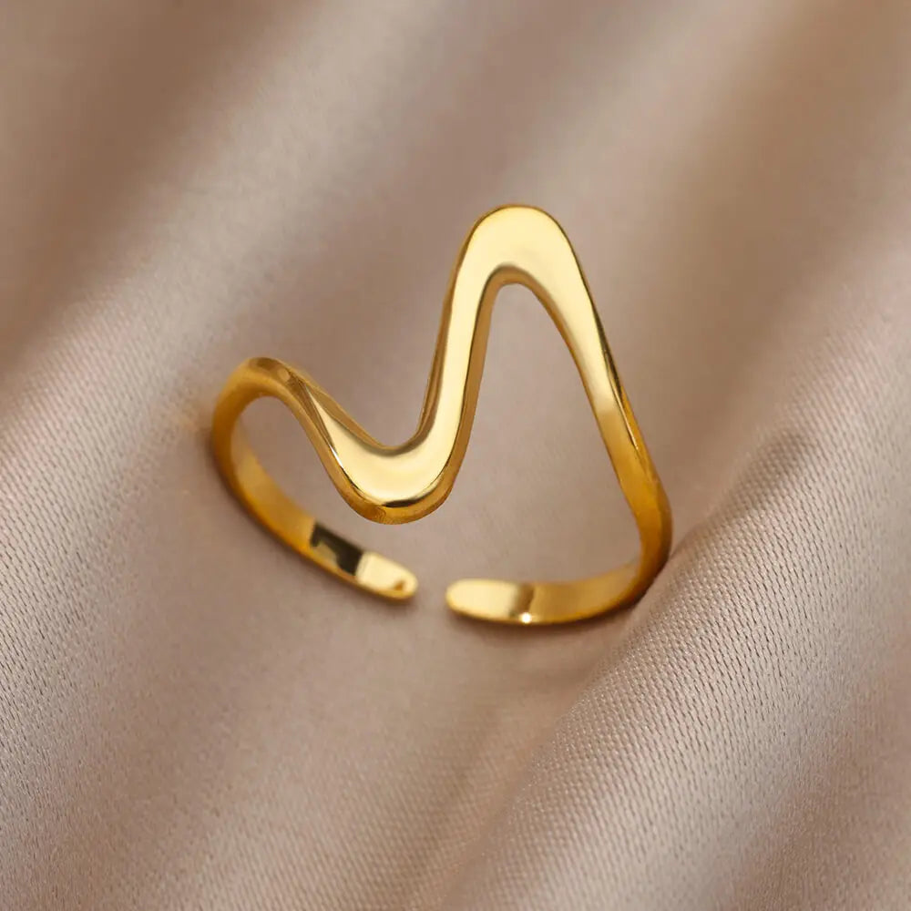 Vintage Geometric Wave Adjustable Ring-ReesJewels-ReesJewels