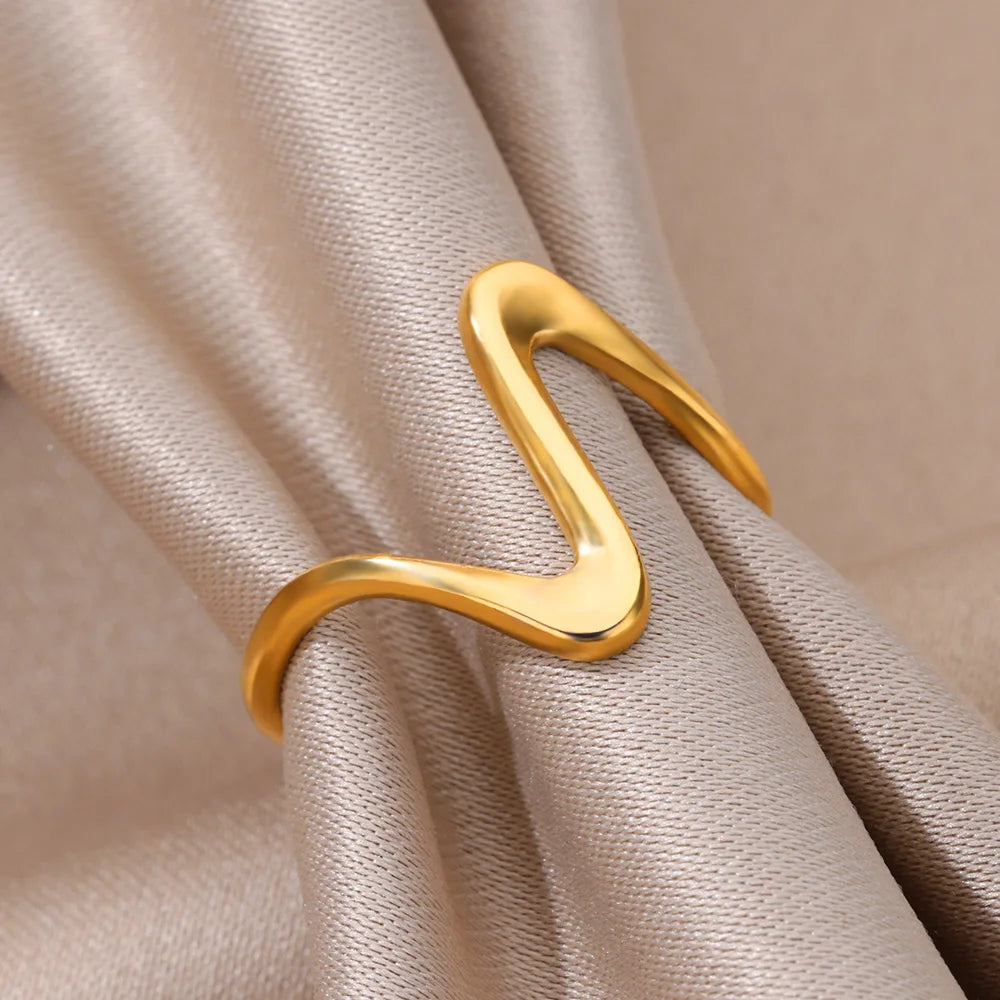 Vintage Geometric Wave Adjustable Ring-ReesJewels-ReesJewels