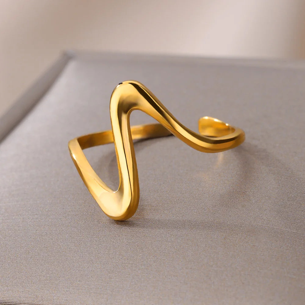 Vintage Geometric Wave Adjustable Ring-ReesJewels-ReesJewels