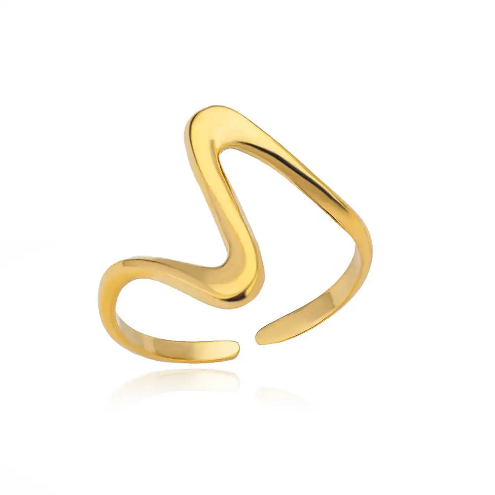 Vintage Geometric Wave Adjustable Ring-ReesJewels-Gold-Resizable-ReesJewels
