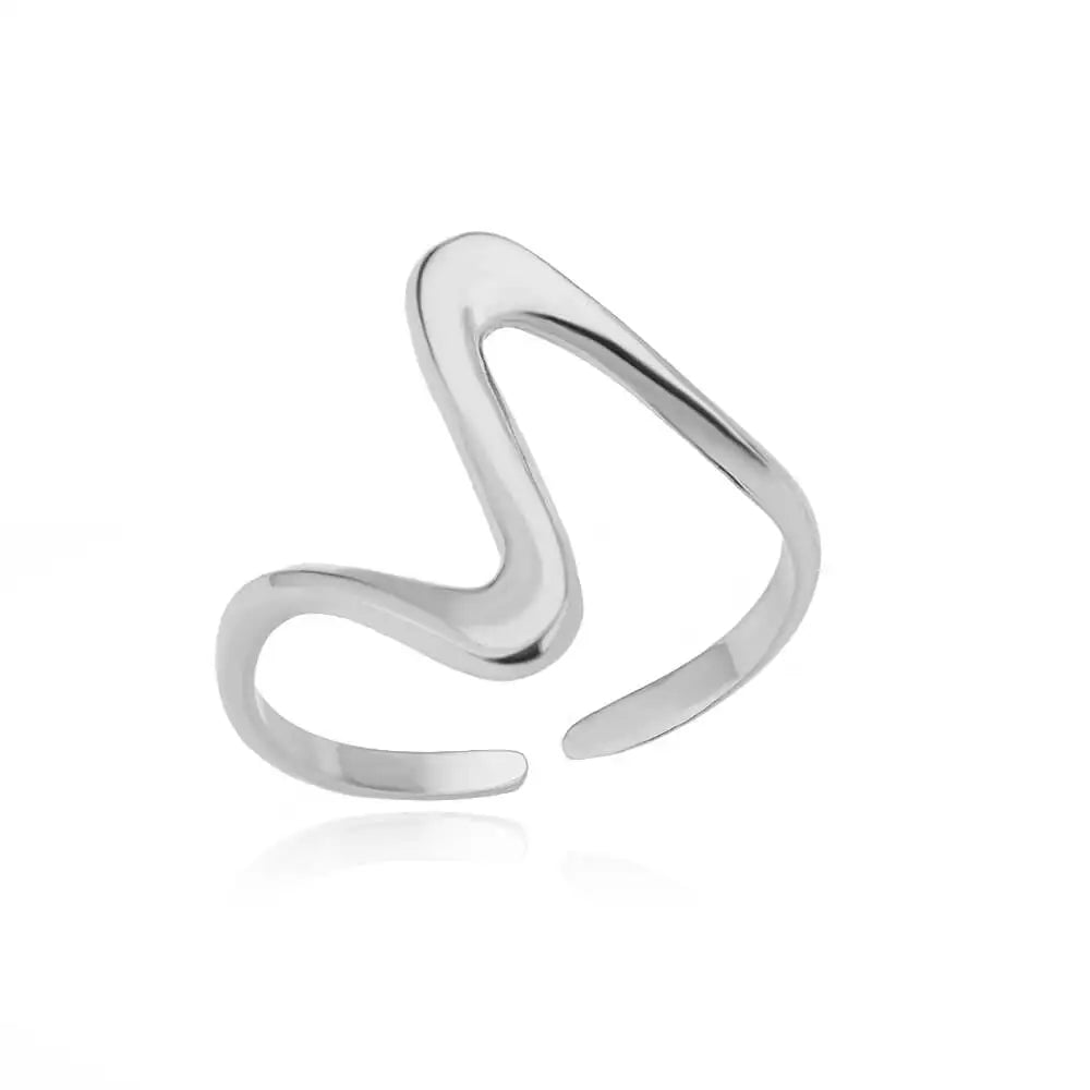 Vintage Geometric Wave Adjustable Ring-ReesJewels-Silver-Resizable-ReesJewels
