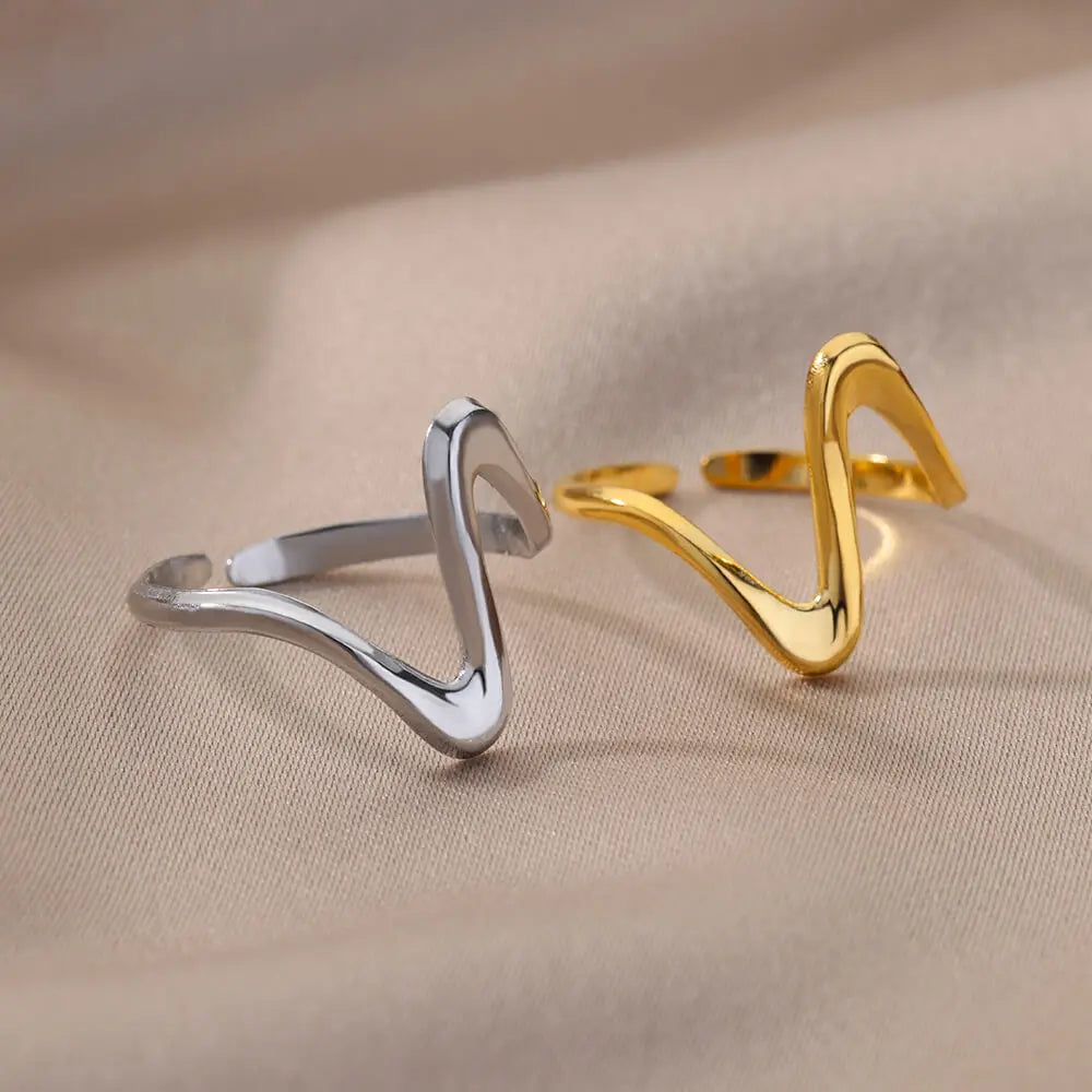 Vintage Geometric Wave Adjustable Ring-ReesJewels-ReesJewels