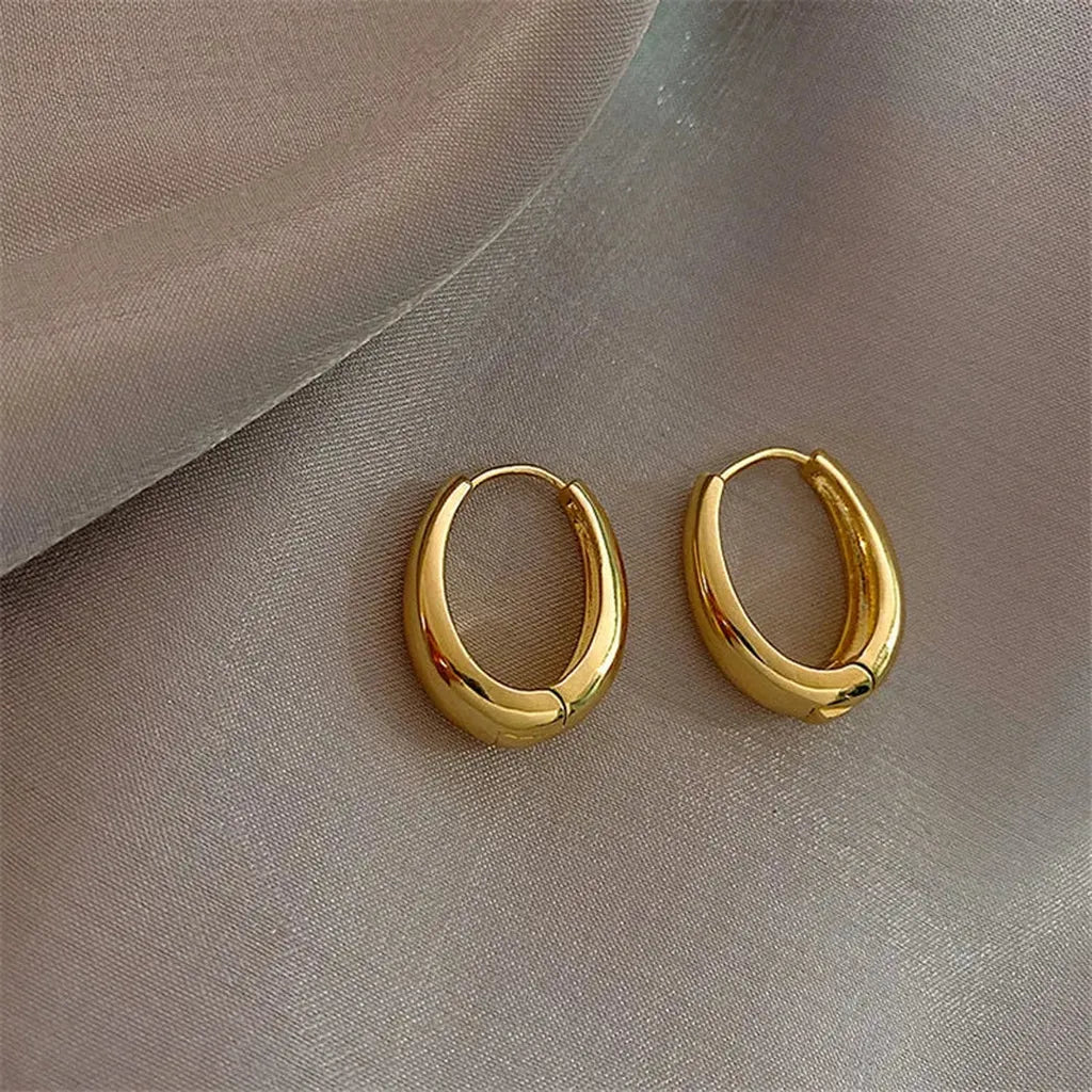 Vintage Hoop Metal Drop Earrings-ReesJewels-Gold-ReesJewels