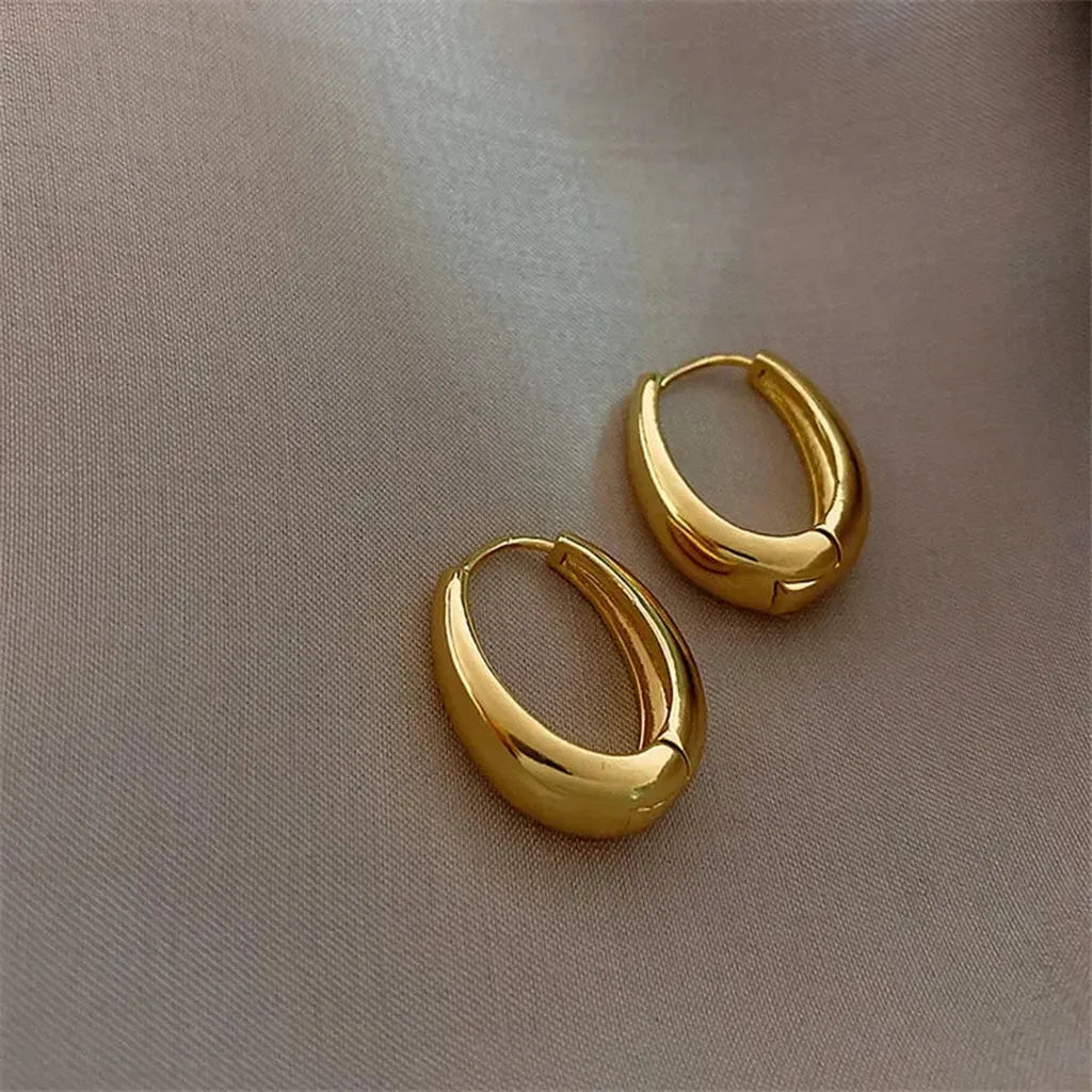 Vintage Hoop Metal Drop Earrings-ReesJewels-ReesJewels