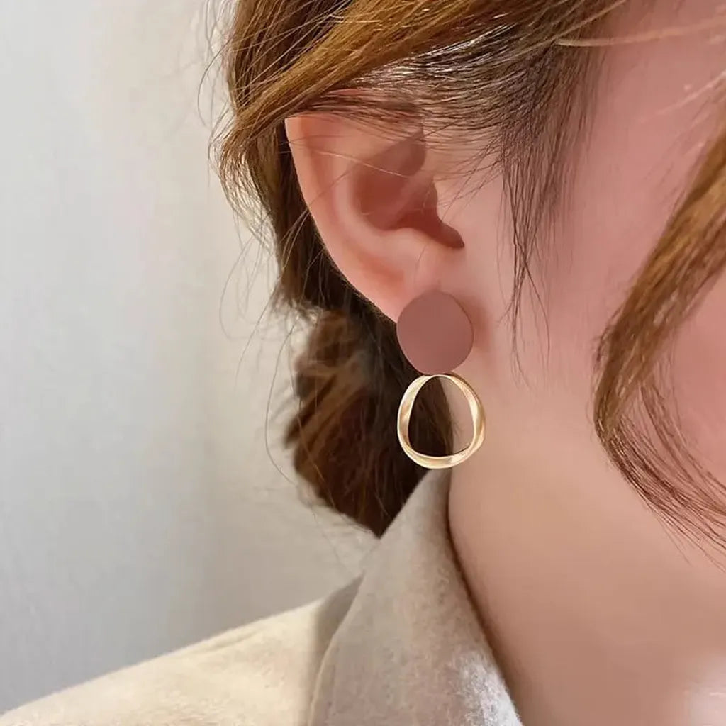 Vintage Matte Geometric Dangle Earrings-ReesJewels-ReesJewels