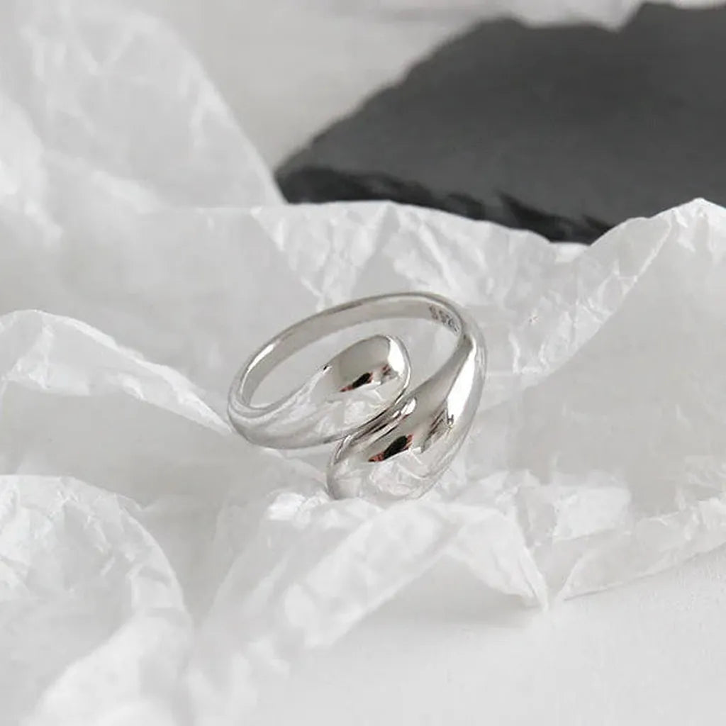 Vintage Trendy Smooth Geometric Drop Ring-ReesJewels-Silver-Resizable-ReesJewels