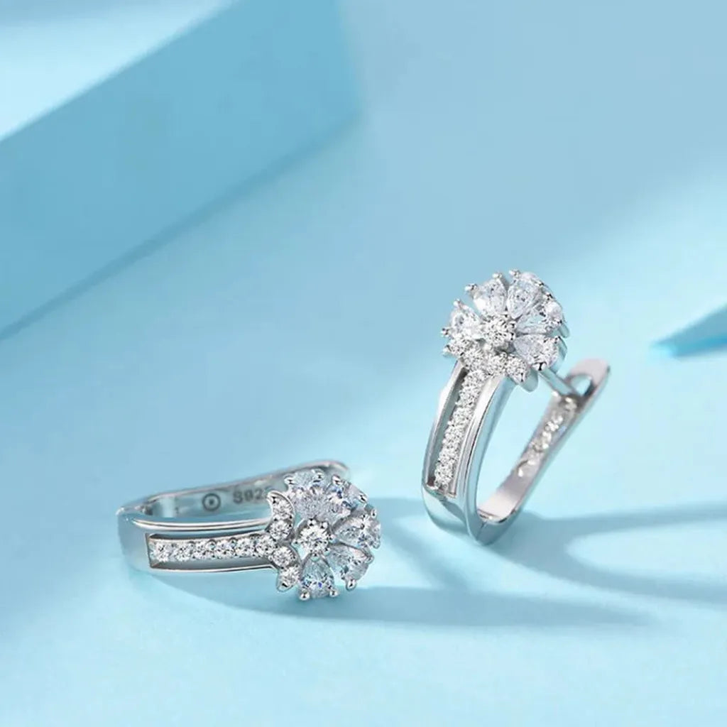 Zirconia Crystal Charm Flower Earring-ReesJewels-ReesJewels