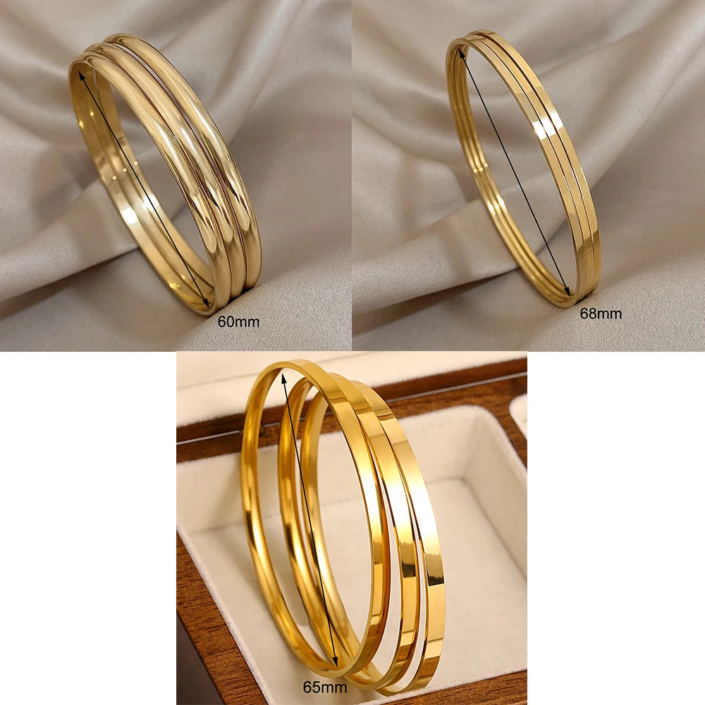 3 Pcs Timeless Golden Minimalism Bangle Set-Rees Jewels-ReesJewels
