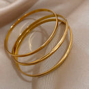 3 Pcs Timeless Golden Minimalism Bangle Set-Rees Jewels-ReesJewels