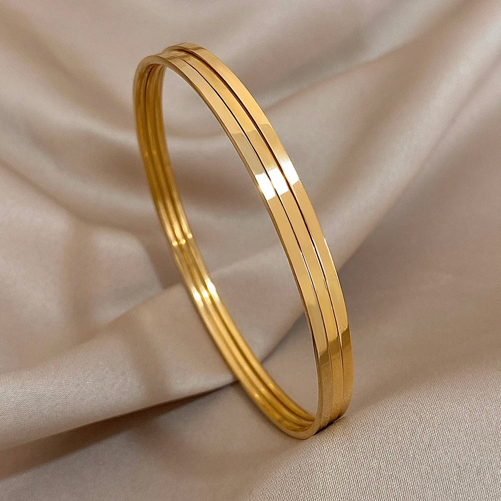 3 Pcs Timeless Golden Minimalism Bangle Set