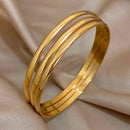 3 Pcs Timeless Golden Minimalism Bangle Set-Rees Jewels-ReesJewels