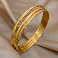 3 Pcs Timeless Golden Minimalism Bangle Set-Rees Jewels-ReesJewels