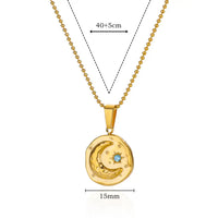 Aesthetic Blue Zirconia Star Moon Collar Necklace-Rees Jewels-ReesJewels