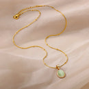 Aesthetic Golden Opal Oval Pendant Necklace-ReesJewels-ReesJewels