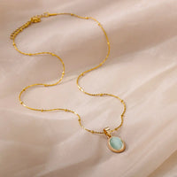 Aesthetic Golden Opal Oval Pendant Necklace-ReesJewels-ReesJewels