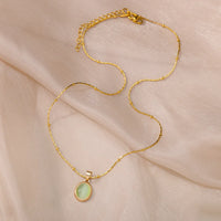 Aesthetic Golden Opal Oval Pendant Necklace-ReesJewels-ReesJewels