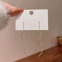 Beautiful Minimalist Spiral Wave Long Earrings-ReesJewels-ReesJewels