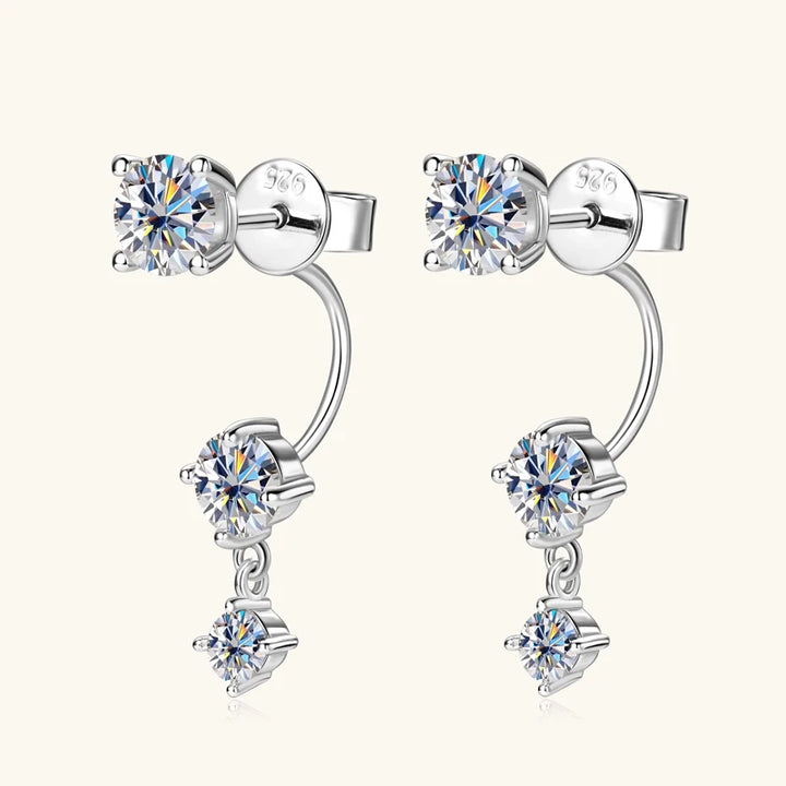 Beautiful Moissanite Diamond Stud Drop Earrings