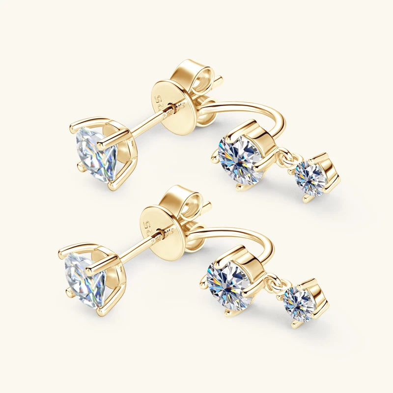 Beautiful Moissanite Diamond Stud Drop Earrings-Rees Jewels-ReesJewels
