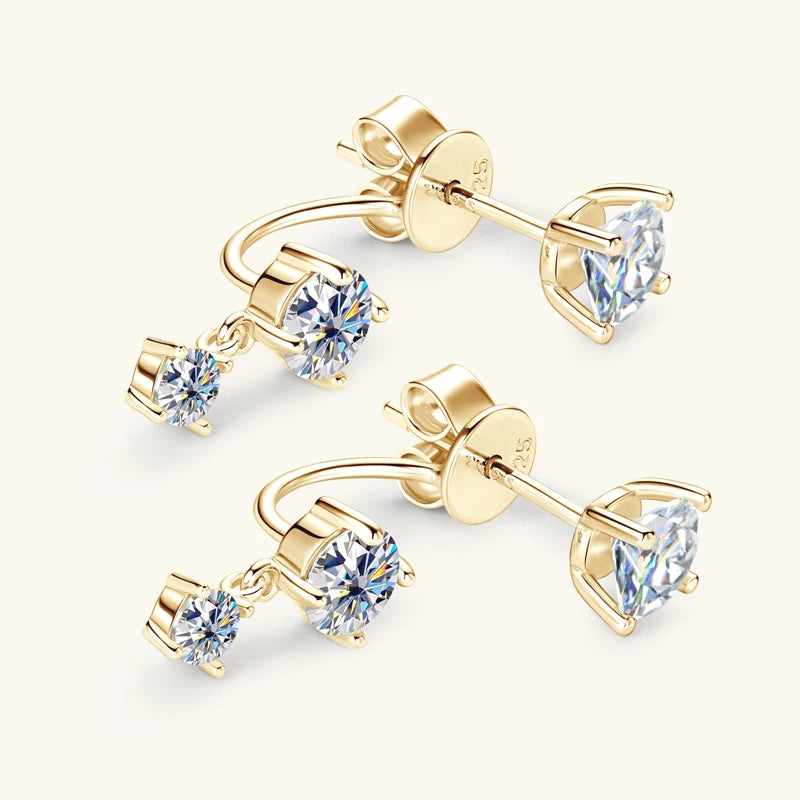Beautiful Moissanite Diamond Stud Drop Earrings-Rees Jewels-ReesJewels